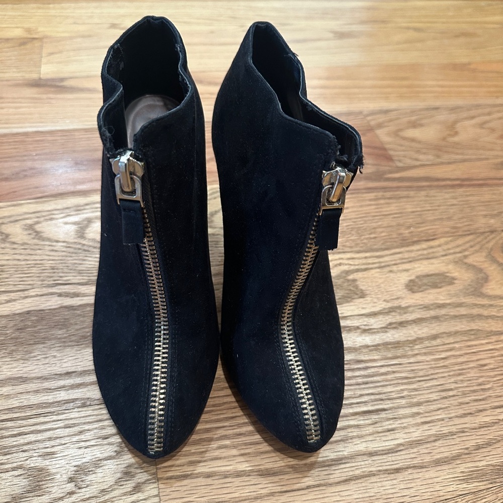 Zara gold zipper bootie.